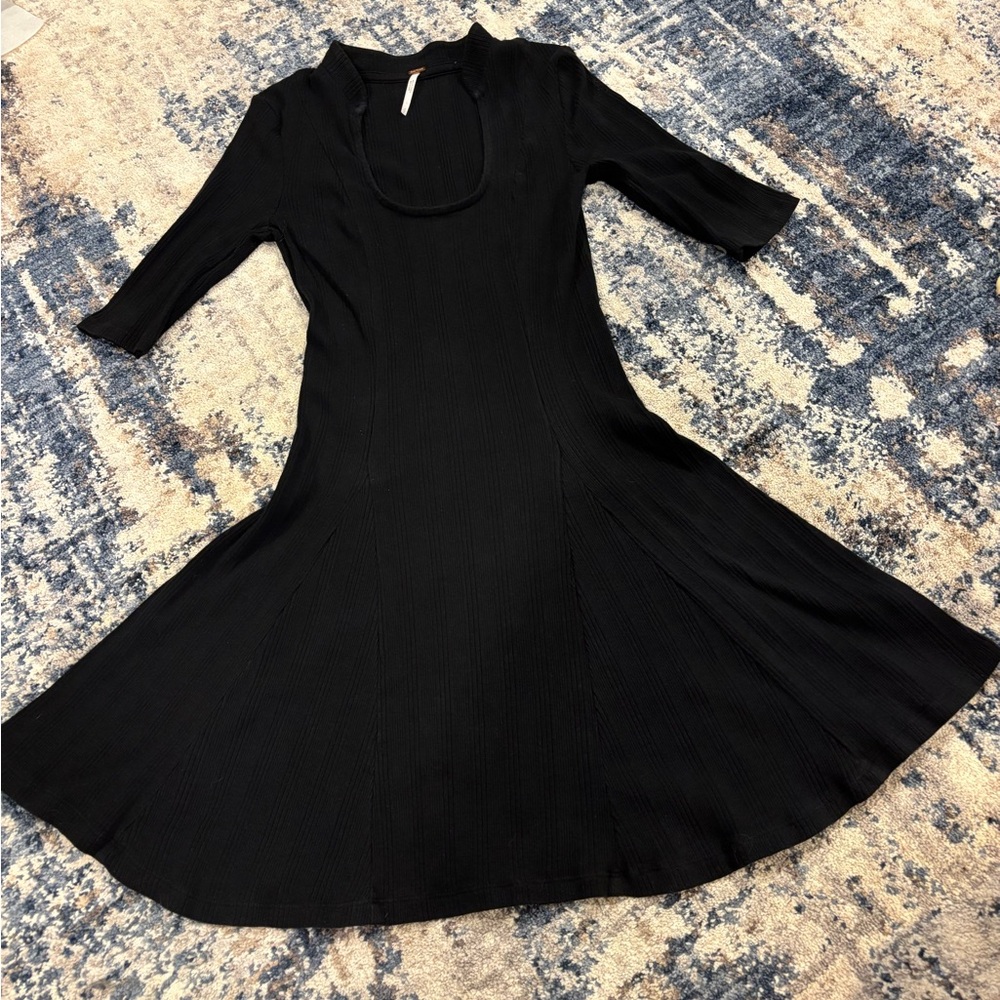 Free people Jolene little black mini dress ribbed size small